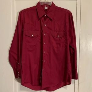Malco Modes Western burgundy snap front shirt men’s size 16/33